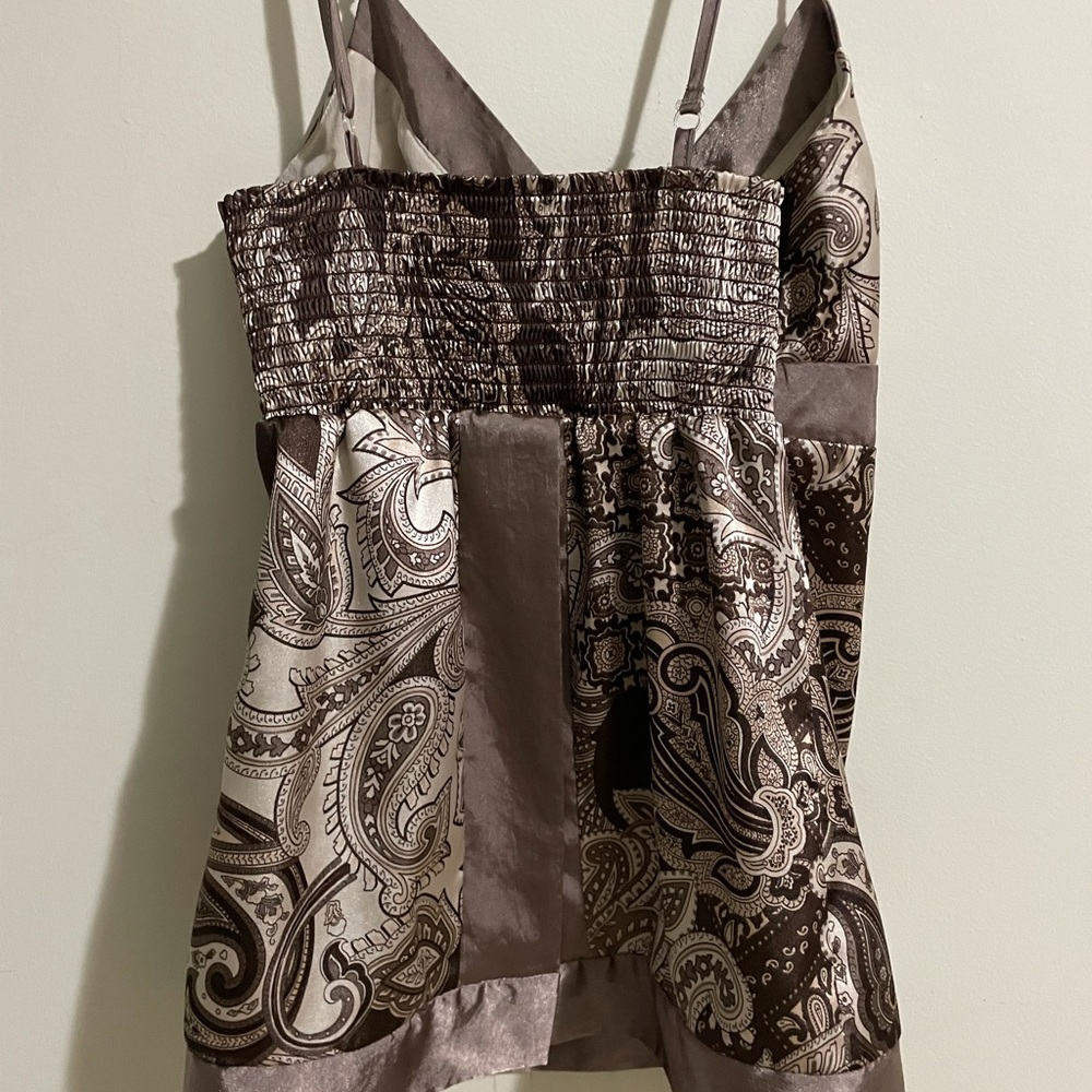 Brown Paisley Patterned Y2K Tank Top